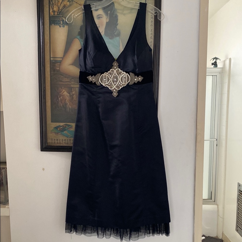 Elegant Tracy Reese Black Dress with Embellished Bodice